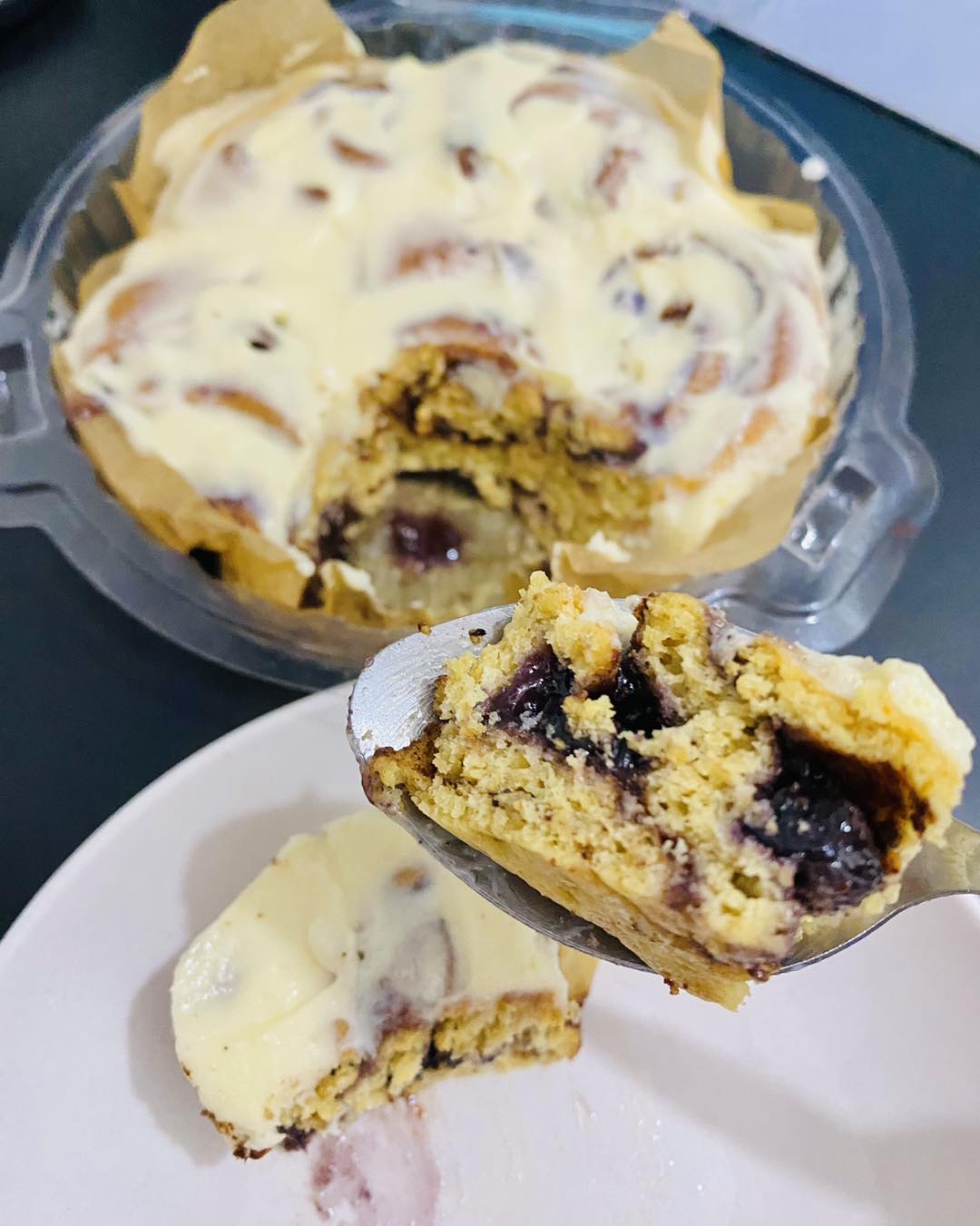Keto Blueberry Cinnamon Rolls with Cream Cheese Frosting
